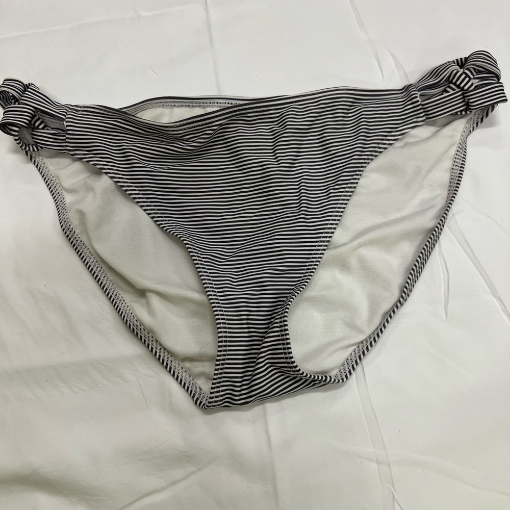 Xhilaration Gray and White Stripe Swimsuit Bottoms